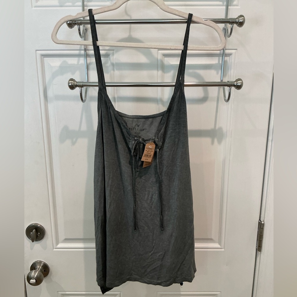 American Eagle Outfitters Gray Camisole Tie Front Sleeveless